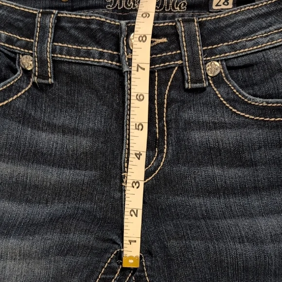 Miss Me Dark Blue Jeans with Black and White Embellishments - Picture 5 of 9
